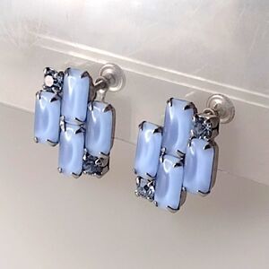 Vintage Prong Set Satin Rhinestone Clip-On Earrings